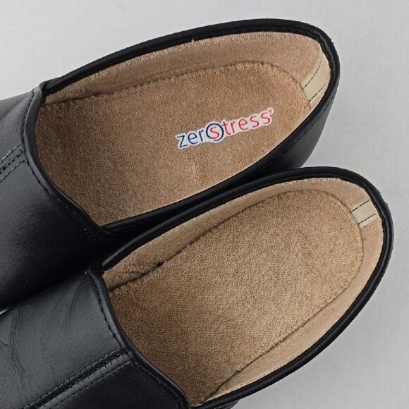 Zero Stress Men's Black Matt Lightweight Slip-On Loafers Rounded Toe Size 7W - Picture 8 of 13